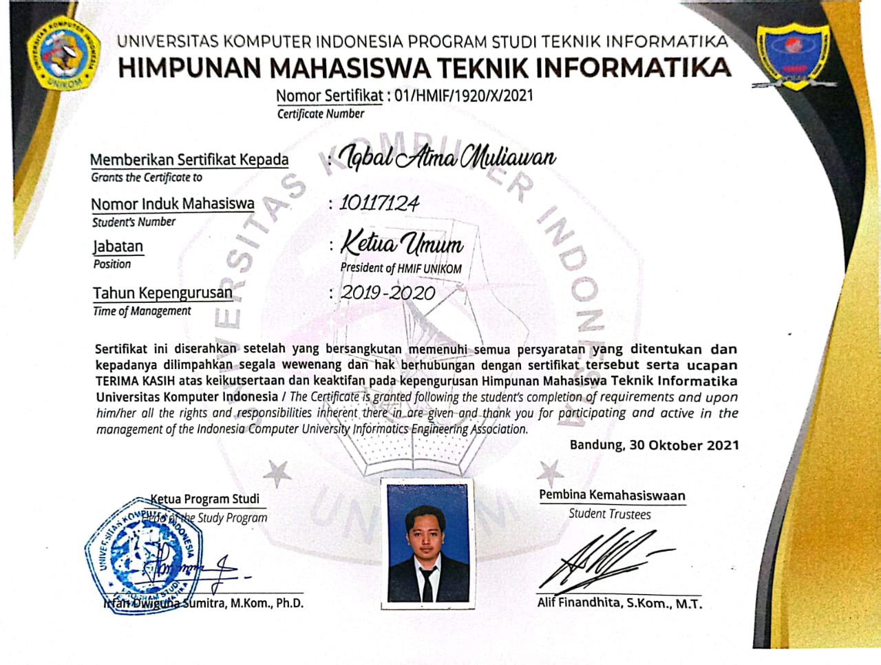 President of HMIF (Student Association)