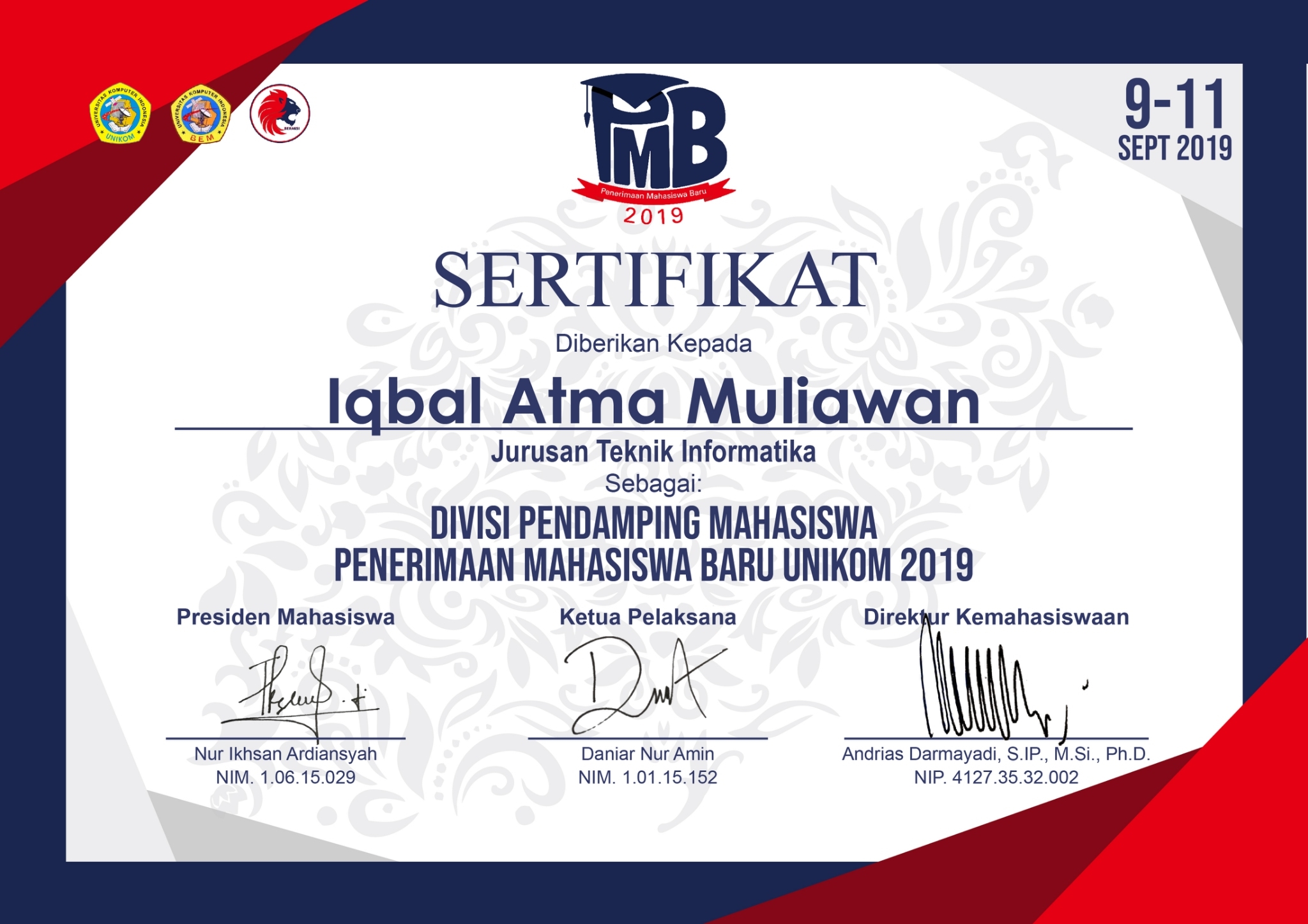 Penerimaan Mahasiswa Baru UNIKOM 2019